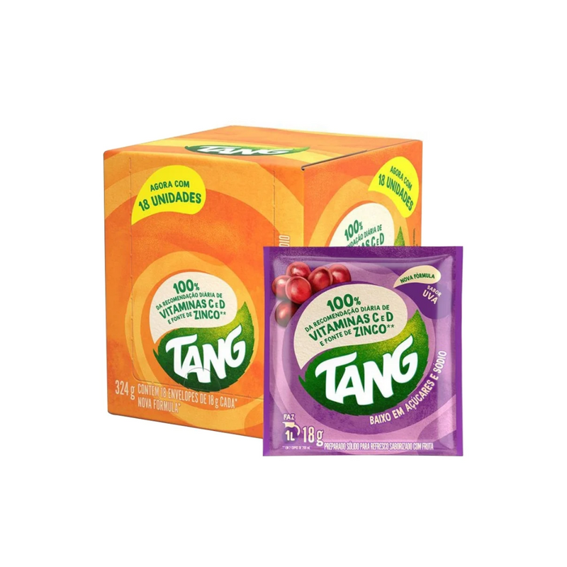 Refresco em Pó Tang Uva 18g Embalagem de 18 Un