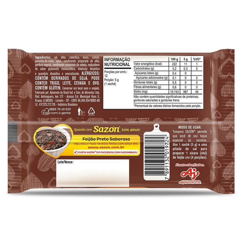 Tempero em pó sazón® sabor feijão 60g