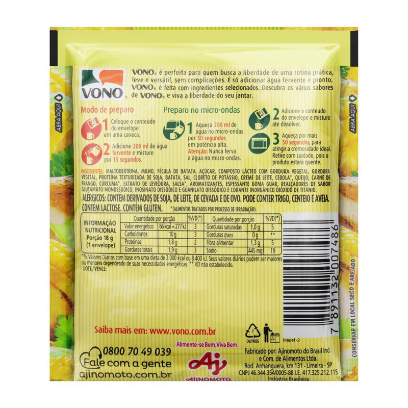 Sopa Vono Milho com Frango Pacote com 18g
