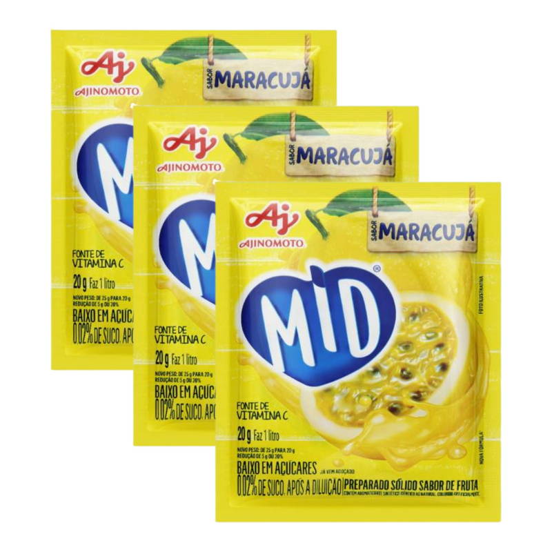 Refresco em Pó Mid Envelope com 20g - Maracujá - 3UN