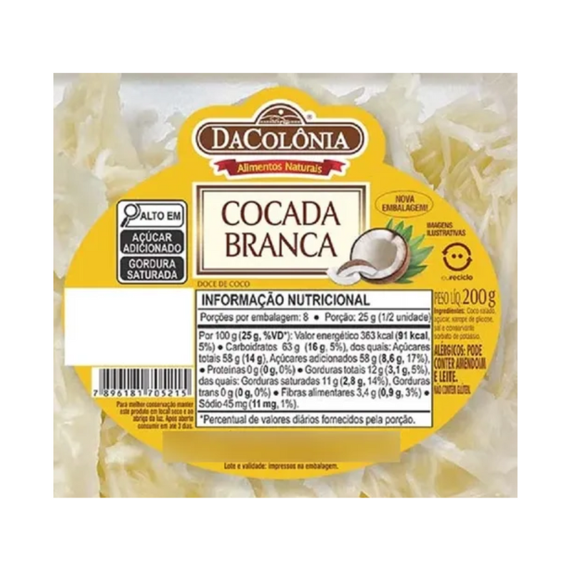 COCADA BRANCA 200G  - DACOLÔNIA