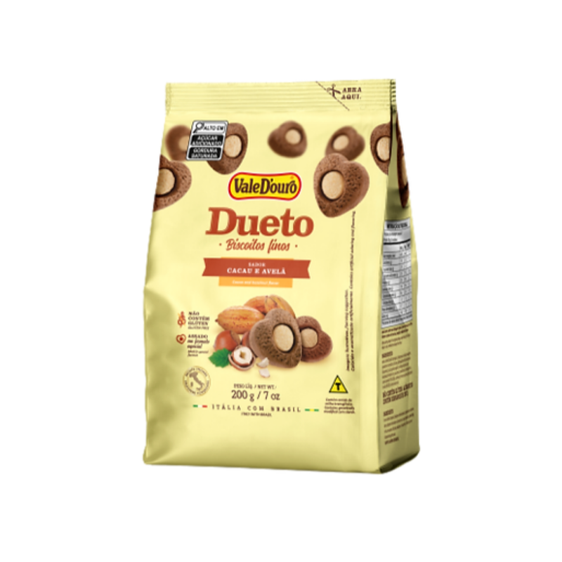 Biscoito Fino Dueto Cacau E Avelã Coração 200g Vale D'ouro
