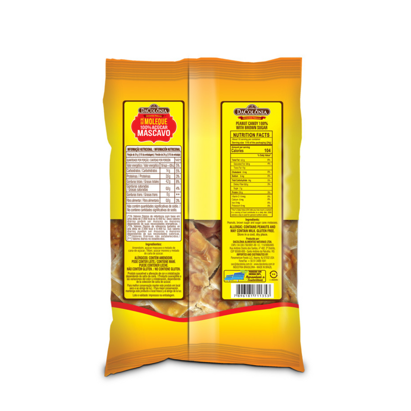 PE-DE-MOLEQUE COM ACUCAR MASCAVO 240GR - DACOLÔNIA