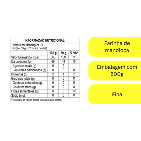 Farinha Mandioca Fina Crua da Terrinha 500g