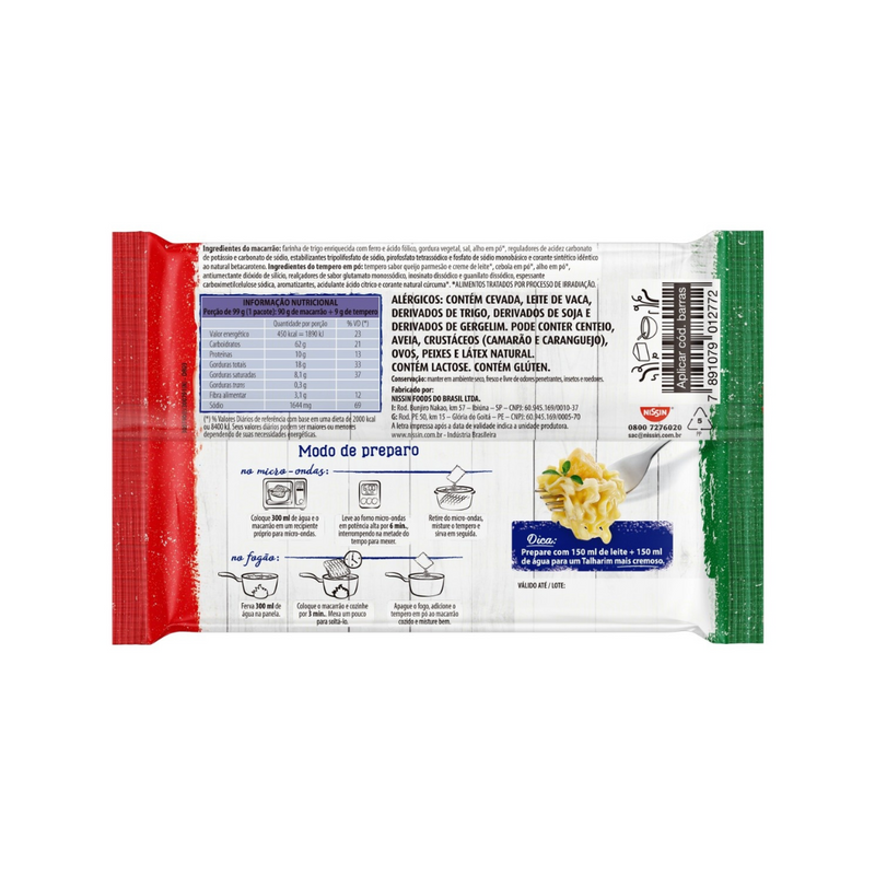 Nissin Talharim Quij. Parm. e Creme de Leite 99g
