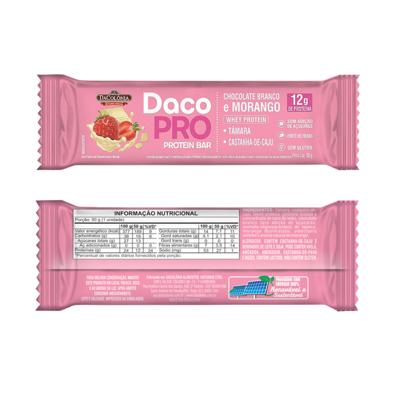 KIT 3 Barra Dacopro Protein Morango/choco DaColônia 50g