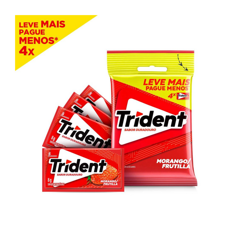 Trident Morango  Pct de 32g - 4 un