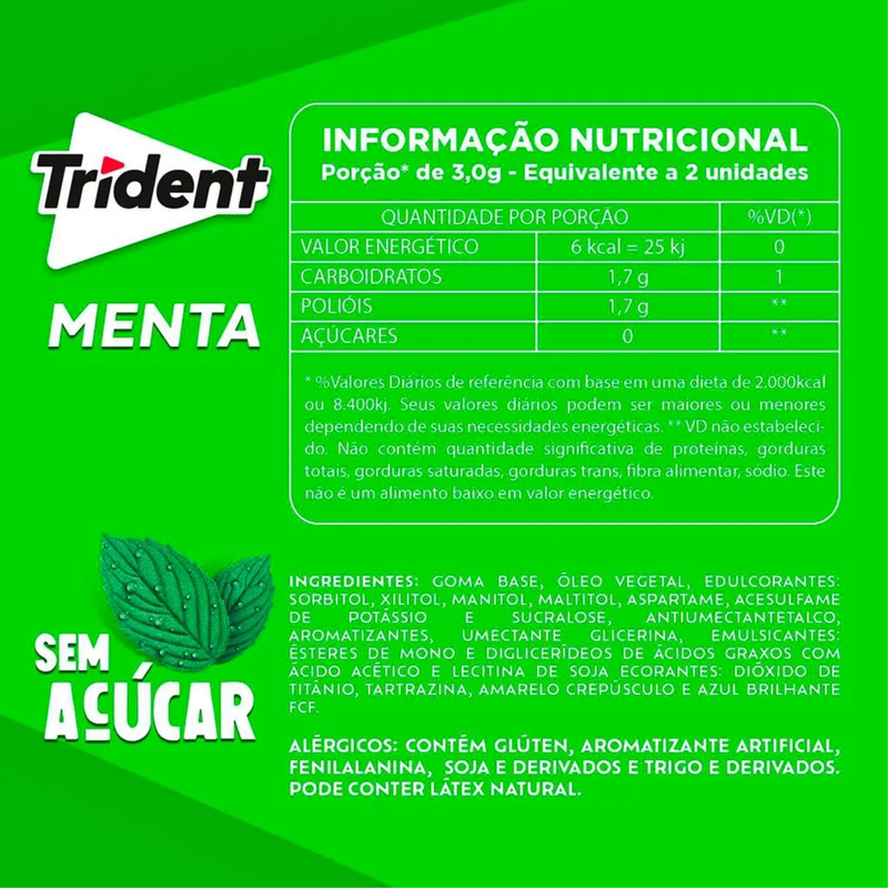 Chiclete Trident Menta 32g - 4 un
