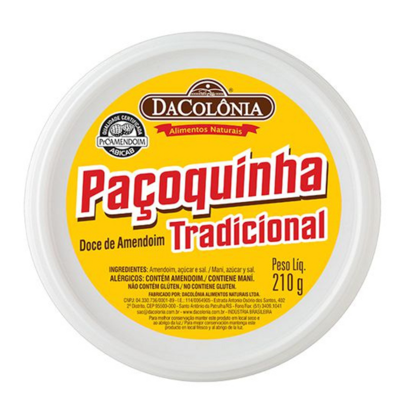 Paçoca Rolha Tradicional Pote DaColônia 210g