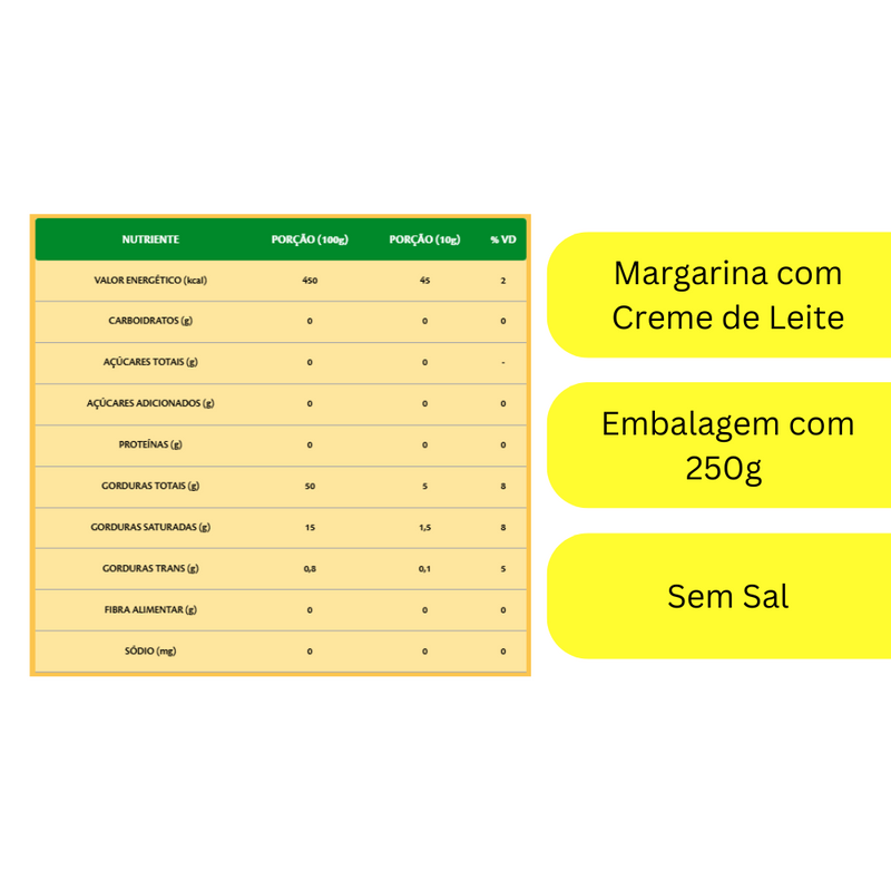 Margarina Cremosa sem Sal Claybom Pote 500g
