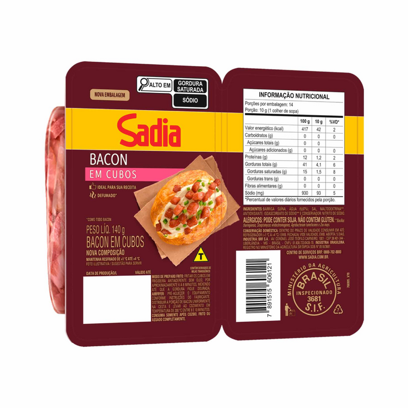BACON EM CUBOS SADIA 140g