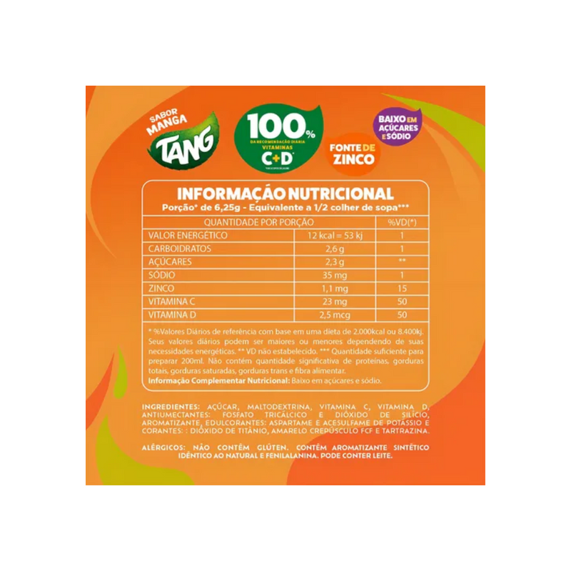Tang Suco Em Pó Manga 18g - 1 Caixa Com 18 Sachês