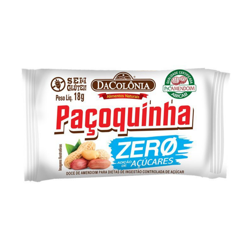 Paçoca Rolha Zero Açúcar Display com 24un de 18g - 432g