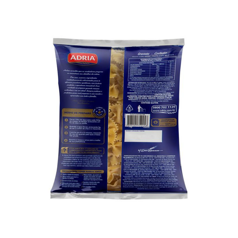 Macarrão de Sêmola com Ovos Gravata Adria Pacote 500g
