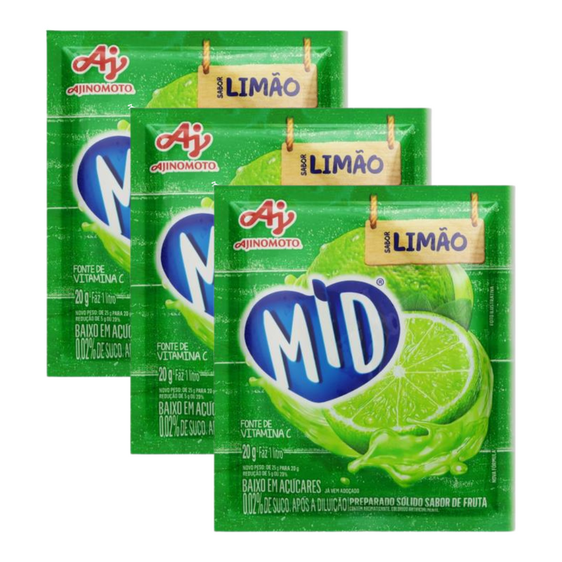 Refresco em Pó Mid Envelope com 20g - Limão - 3UN