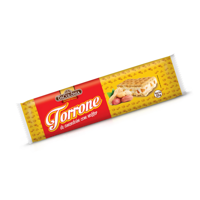 TORRONE DE AMENDOIM C/WAFFER 25G - DACOLÔNIA