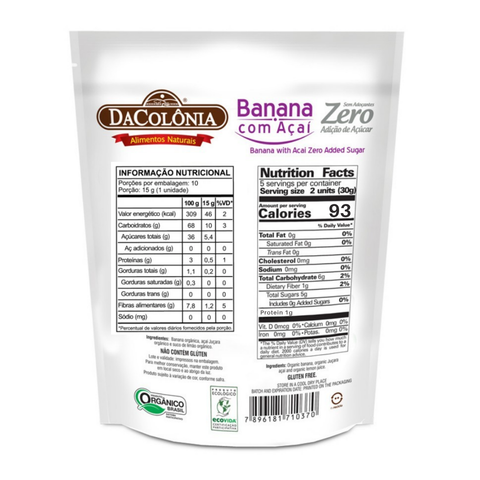 Barrinha De Banana Com Acai Zero 150g