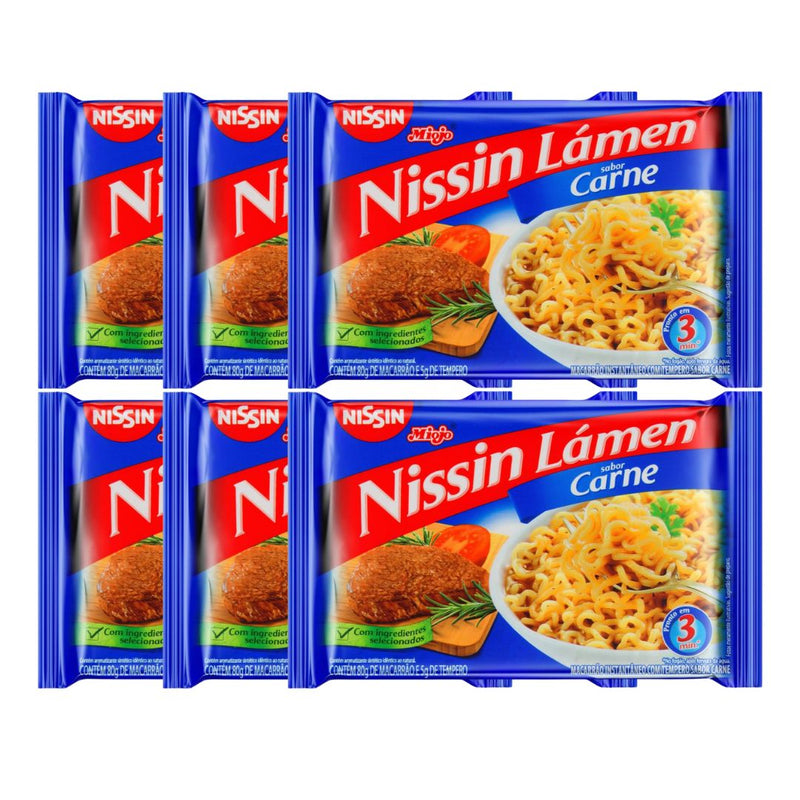 MACARRÃO INSTANTÂNEO NISSIN LAMEN CARNE 85G - 6UN