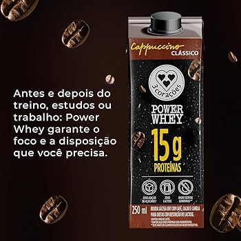 Bebida Láctea Cappuccino 3 Corações Power Whey Classico 250ml