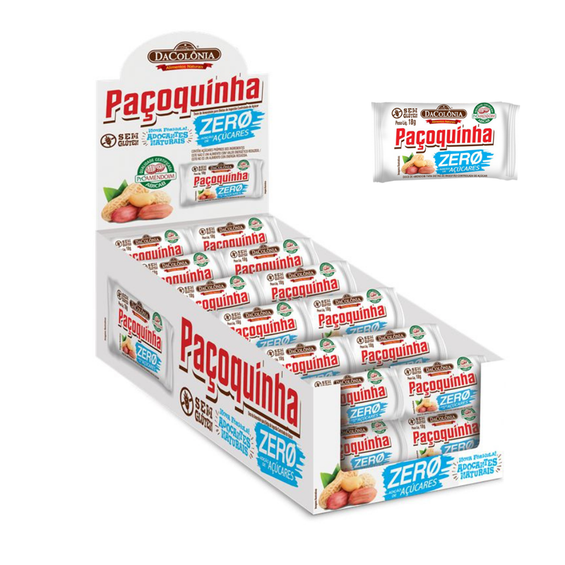 Paçoca Rolha Zero Açúcar Display com 24un de 18g - 432g