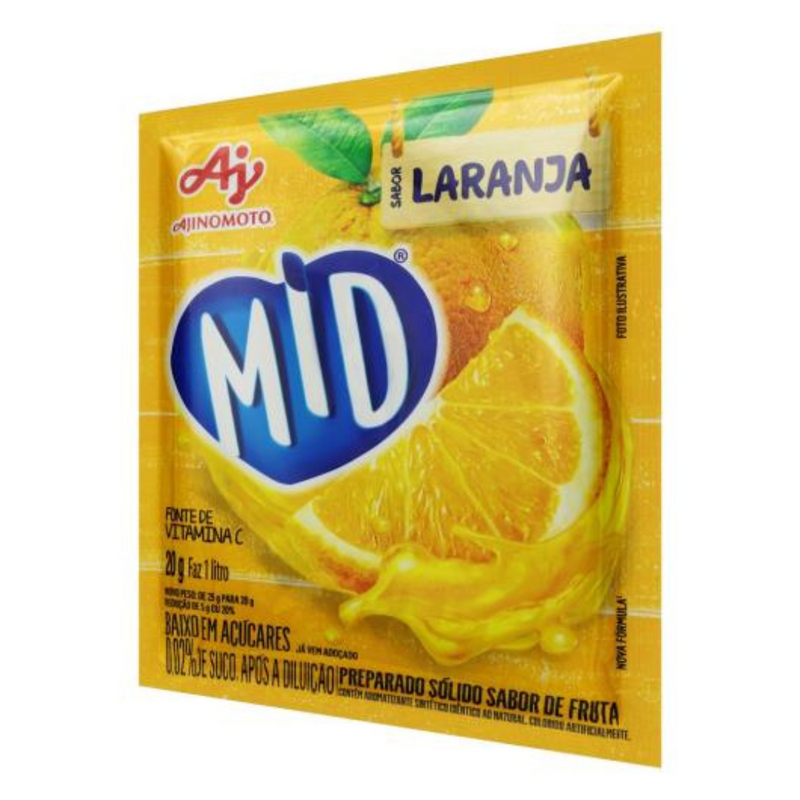 Refresco em Pó Mid Envelope com 20g - Laranja - 3UN