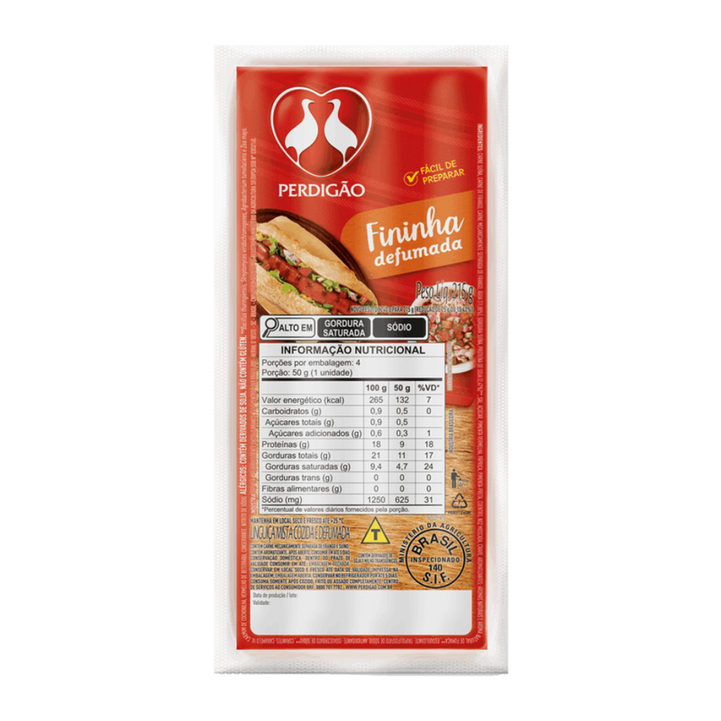 Linguiça Mista Cozida e Defumada Fininha Perdigão 215g