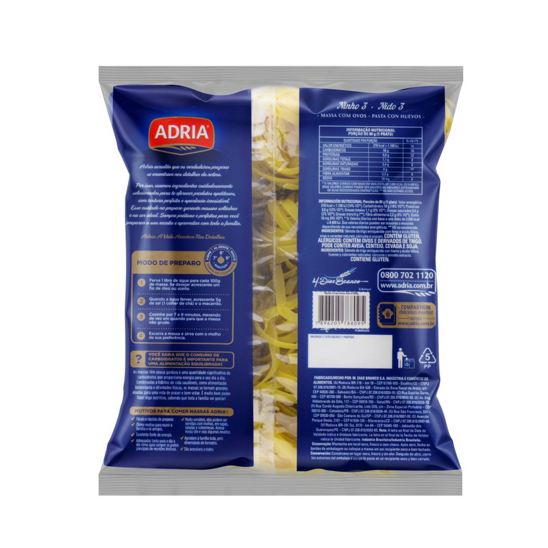 Macarrão Ninho Com Ovos Adria - 500g