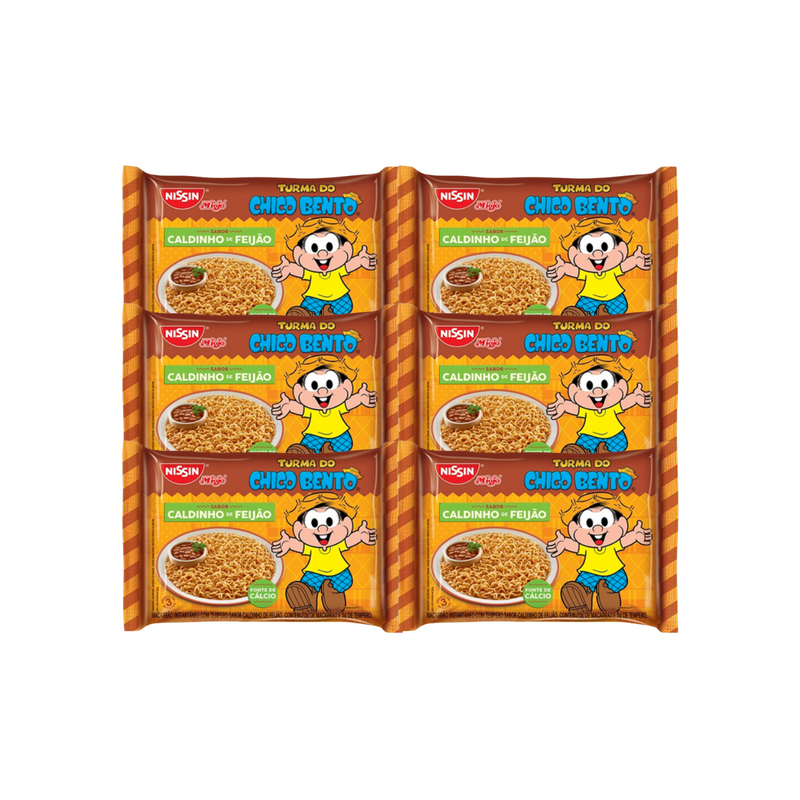 MACARRÃO INSTANT. NISSIN LAMEN CALDO FEIJAO 75 GR - 6 UN