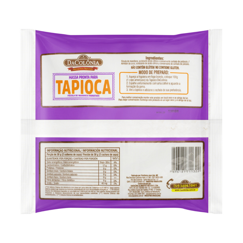 Tapioca Massa Pronta 400gr - Dacolônia