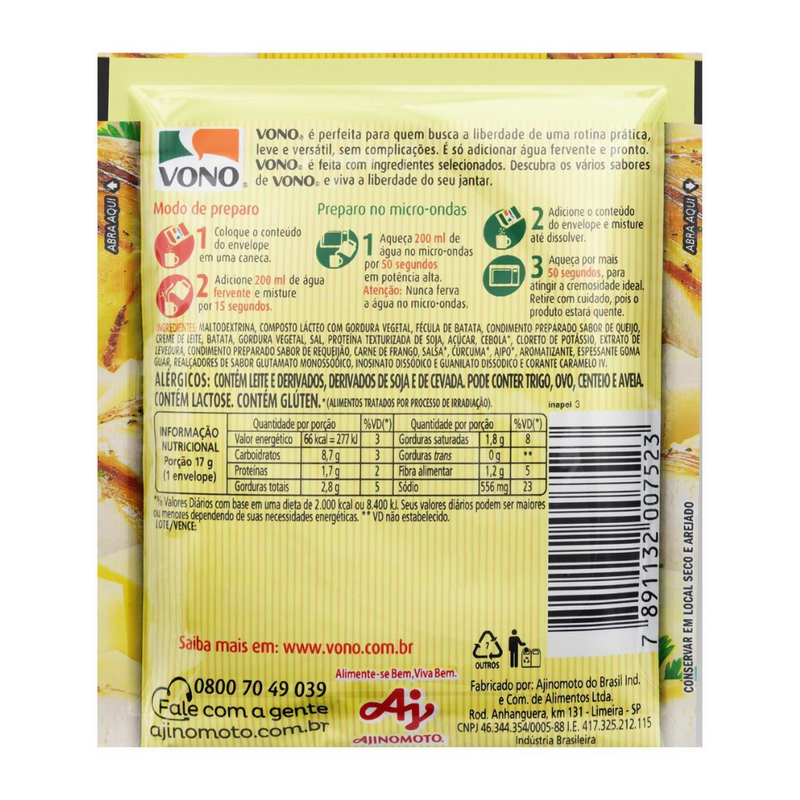 Sopa Vono Peito de Frango com Queijo Pacote com 18g - 3UN