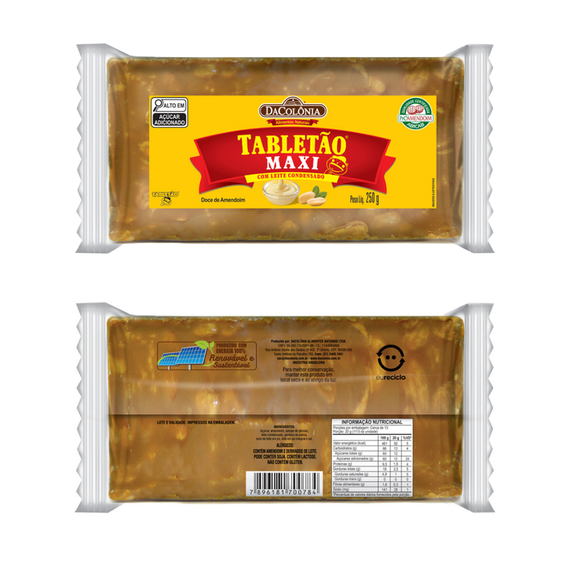 Tabletao Maxi C/ Leite Condensado DaColônia 250g - 2un