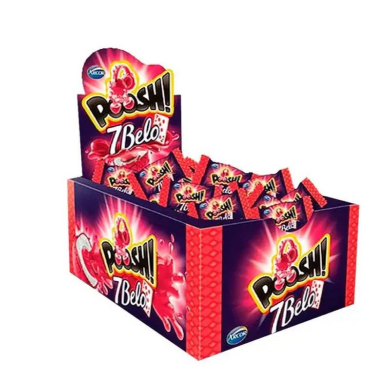 CHICLETE POOSH 7 BELO FRAMBOESA 200 GR - DISPLAY