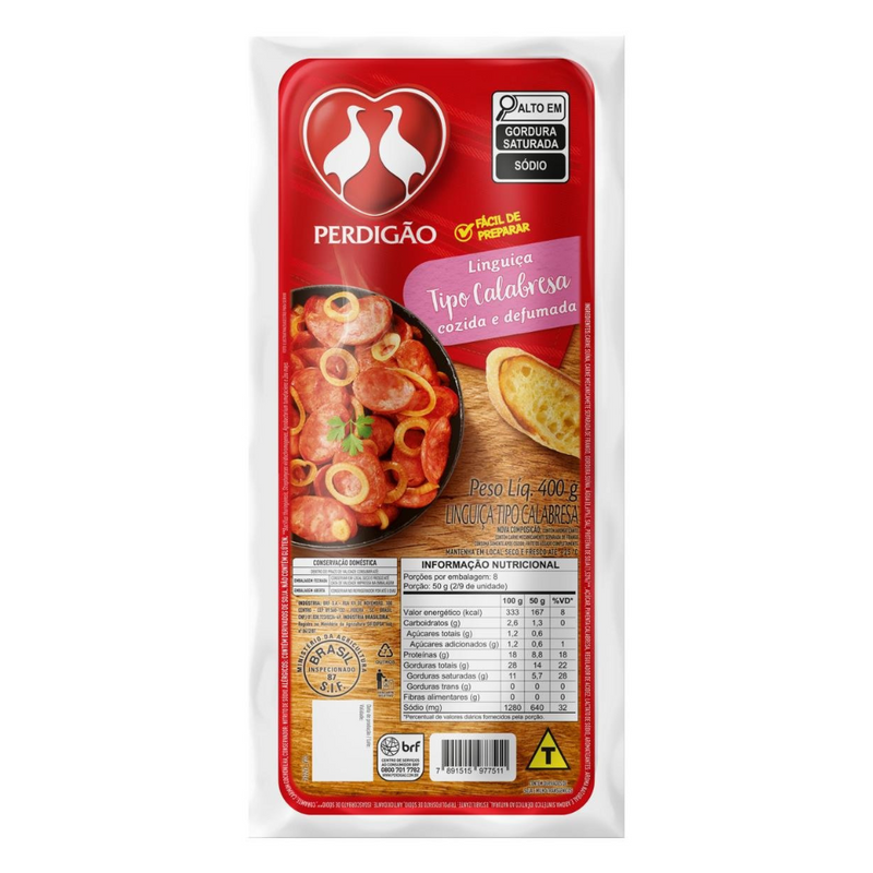 Linguiça Calabresa Defumada Cozida Perdigão 400gr
