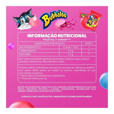 Chiclete Bubbaloo Morango 300g Caixa 60un - Bubbaloo