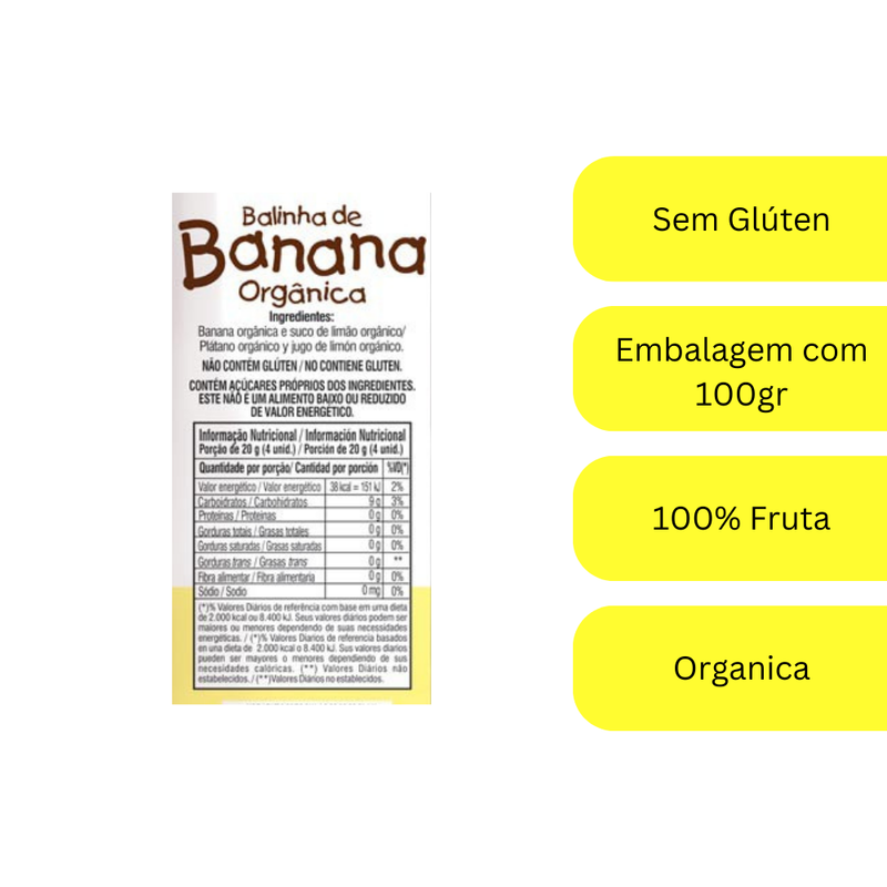 Bala De Banana Organica Zero DaColônia 100g