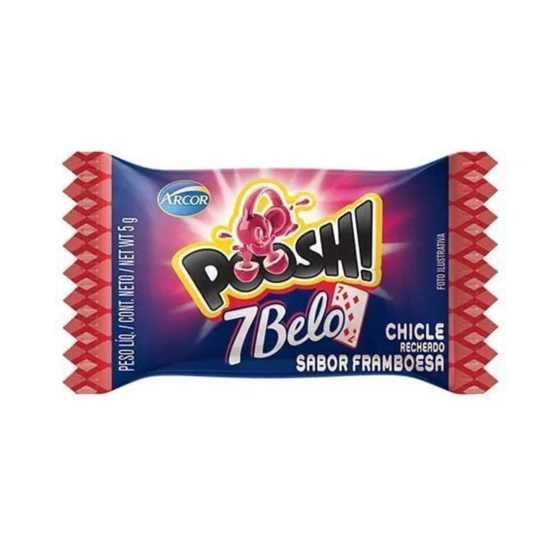 CHICLETE POOSH 7 BELO FRAMBOESA 200 GR - DISPLAY