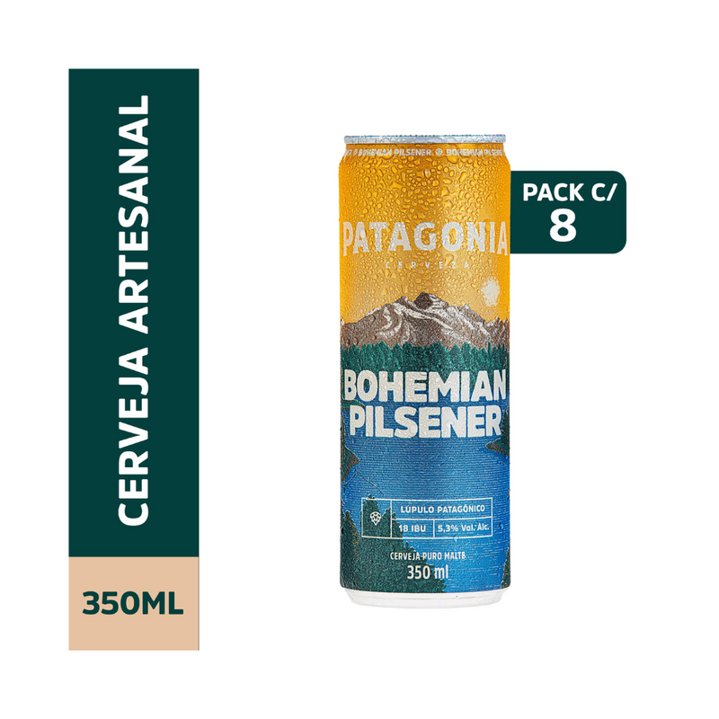 PATAGONIA BOH PILS NACIONAL LT SLEEK 350ML C 8 CX CARTAO