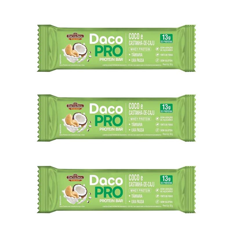 Kit 3 Barra Dacopro Protein Coco E Castanha DaColônia 50g