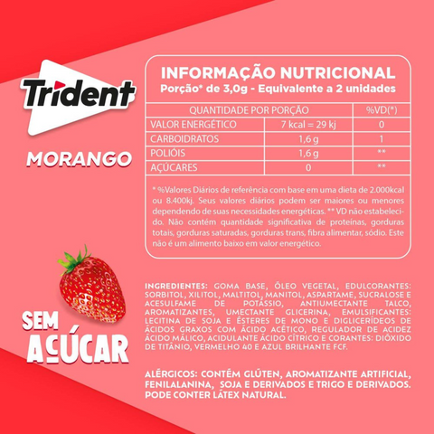 Trident Morango  Pct de 32g - 4 un