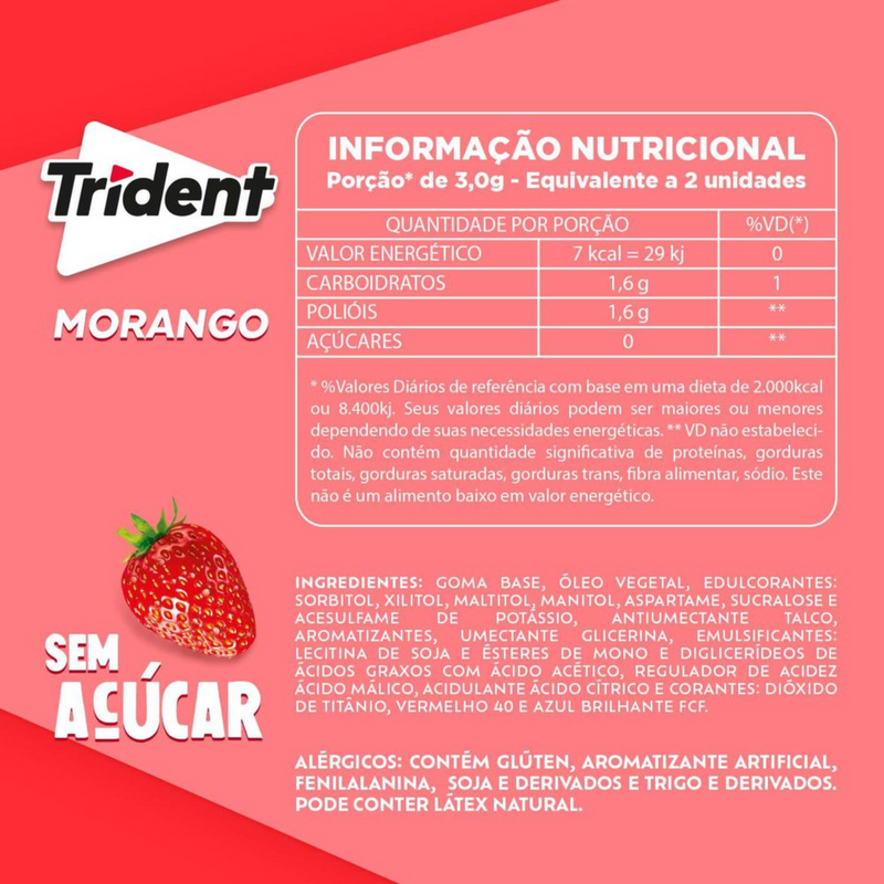 Trident Morango  Pct de 32g - 4 un