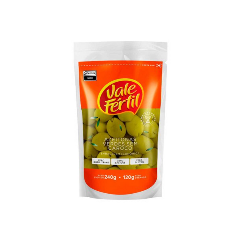 Azeitona Verde Vale Fértil Sem Caroço 120g