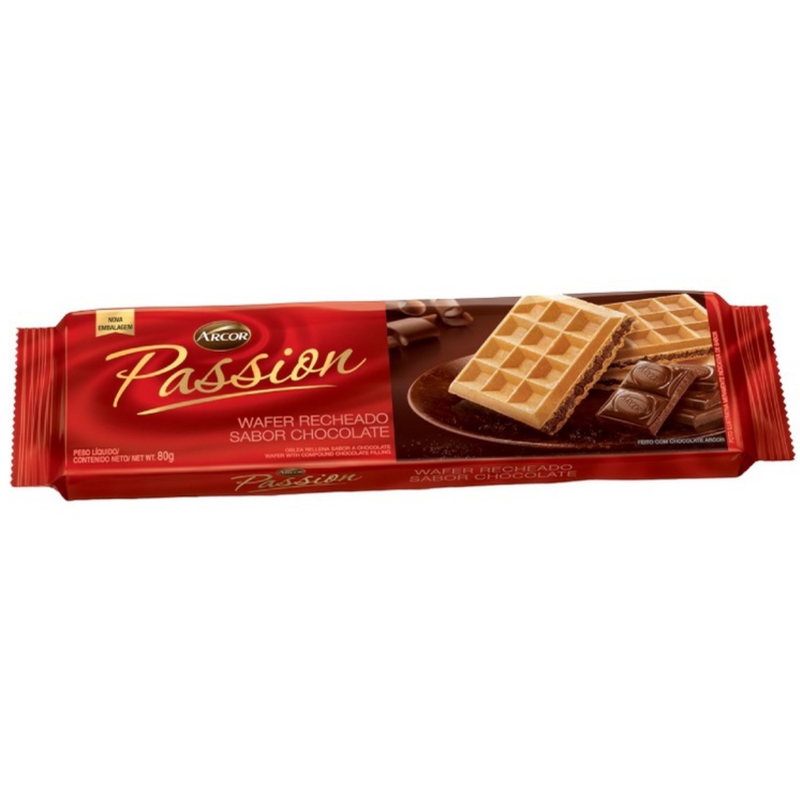 BISCOITO WAFER PASSION ARCOR CHOCOLATE 80GR