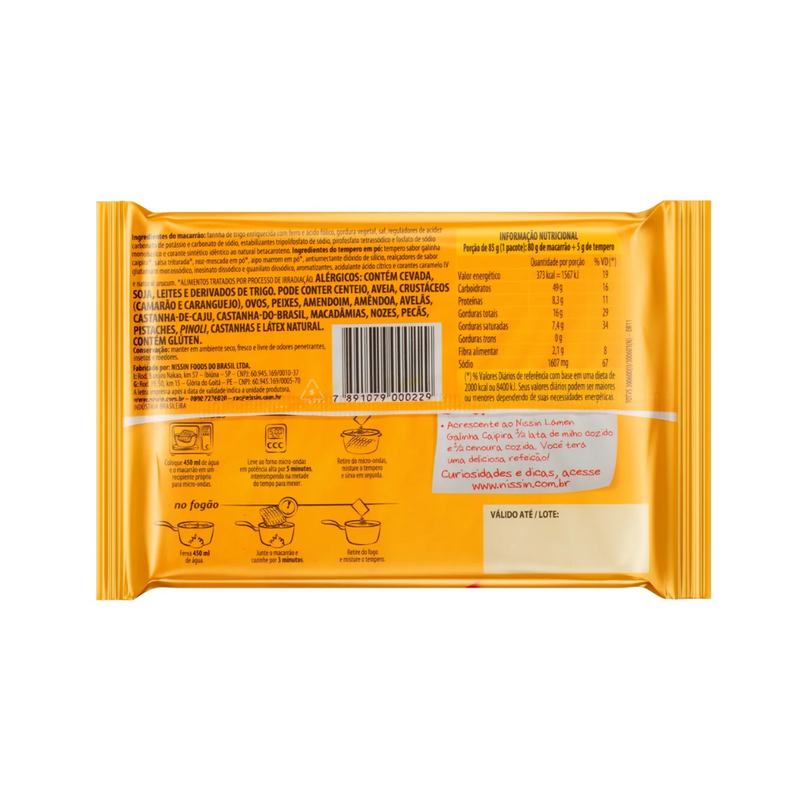 Pack Macarrão Lámen Miojo Gali. Caipira 6X85g