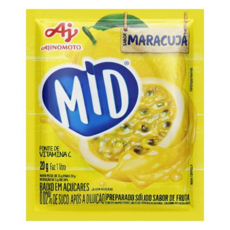 Refresco em Pó Mid Envelope com 20g - Maracujá - 3UN