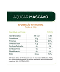 Tabela nutricional Açúcar Mascavo DaColônia - informações por porção de 100g
