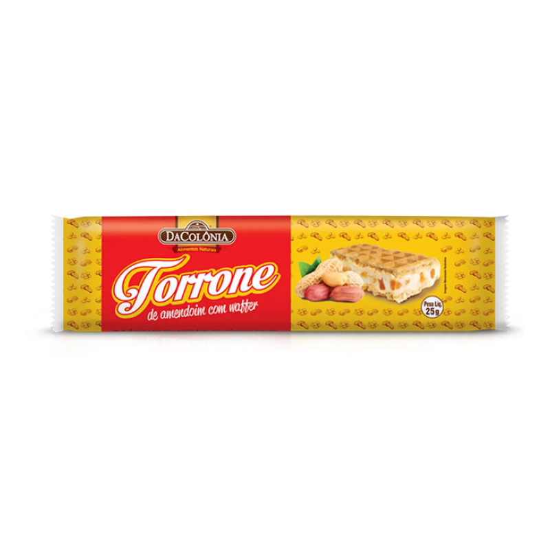 TORRONE DE AMENDOIM C/WAFFER 25G - DACOLÔNIA