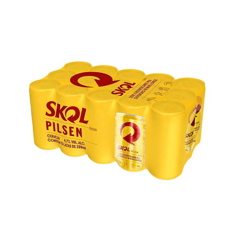 Cerveja Skol Pilsen Lata 269ml Pack 15 Unidades