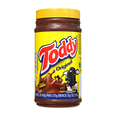 Pote frontal Toddy Achocolatado em Pó Original 370g - rótulo amarelo clássico