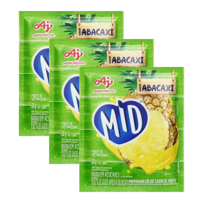 Refresco em Pó Mid Envelope com 20g - Abacaxi - 3UN