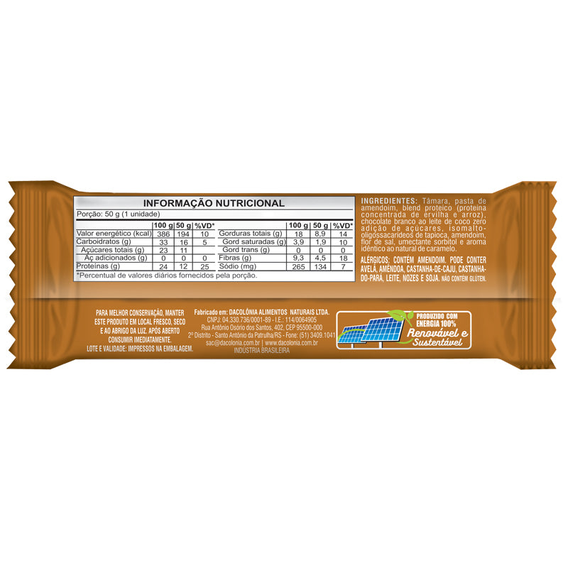 kit 3 BARRA AMENDOPOWER PROTEIN CARAMELO/FLOR DE SAL 50G - DACOLÔNIA